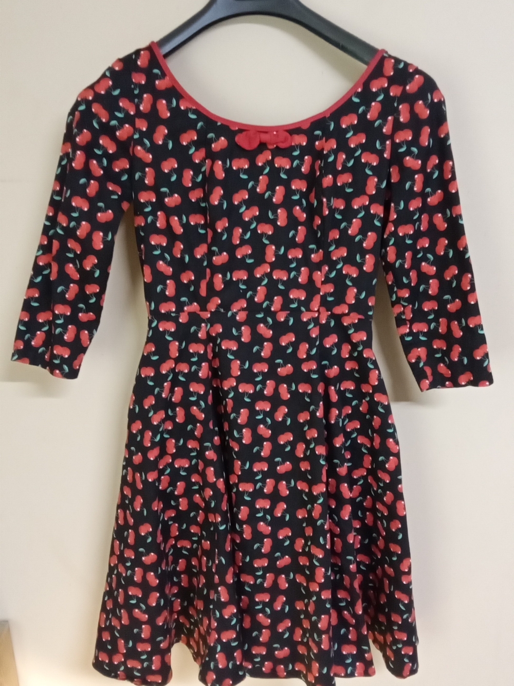 Collectif Black Cherry-Print Fit & Flare Dress